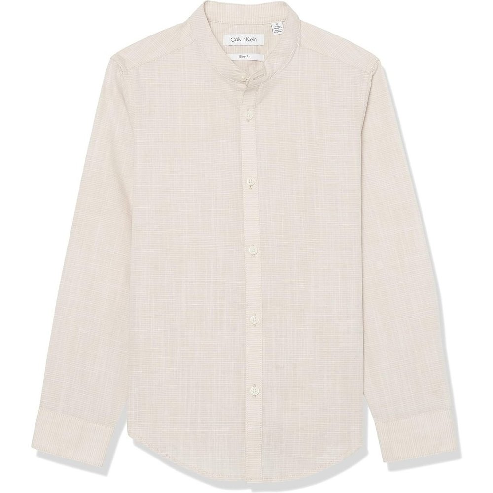 Calvin Klein Boy's Slim Fit Textured Slub Shirt Light Khaki Size 20 NWT